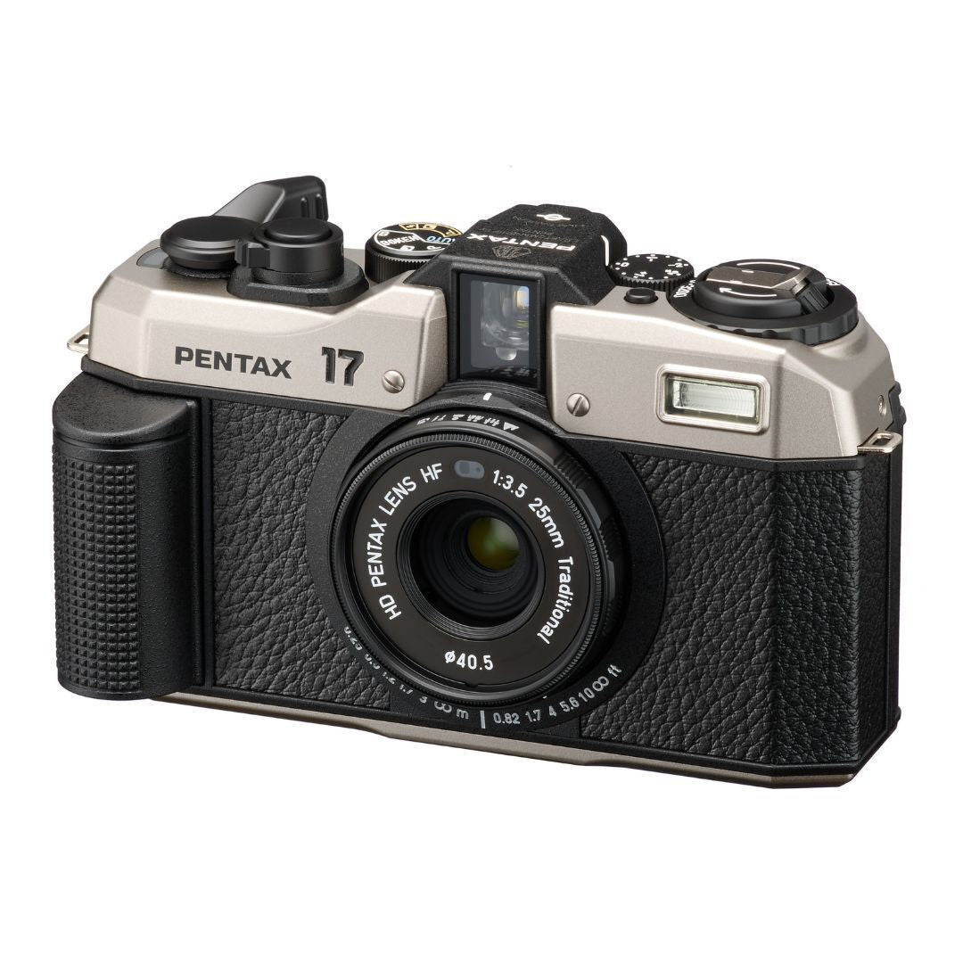 Pentax 17 F3.5 Half-Frame Camera (Dark Silver) with Gold 200 Film Bundle