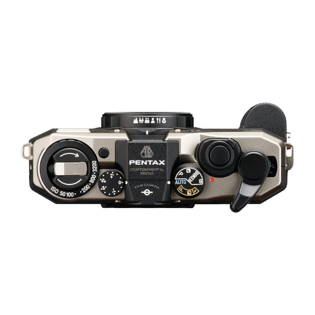 Pentax 17 F3.5 Half-Frame Camera (Dark Silver) with Gold 200 Film Bundle