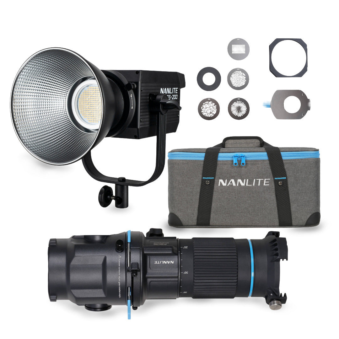 Nanlite FS-200 Daylight LED Monolight Bundle with Projection Attachment 25-45