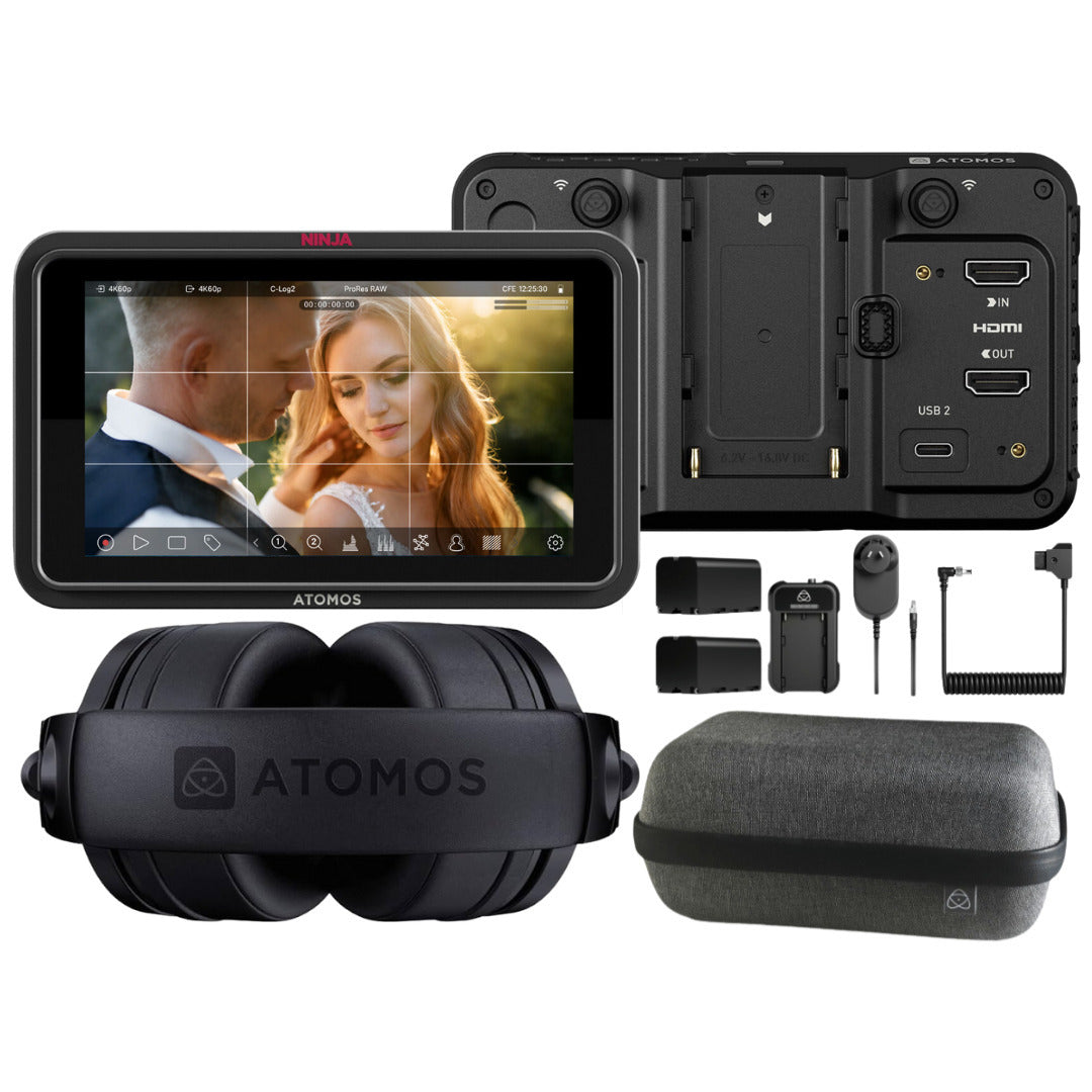 Atomos Ninja TX GO Bundle with Universal Power Kit and Professional Headphones