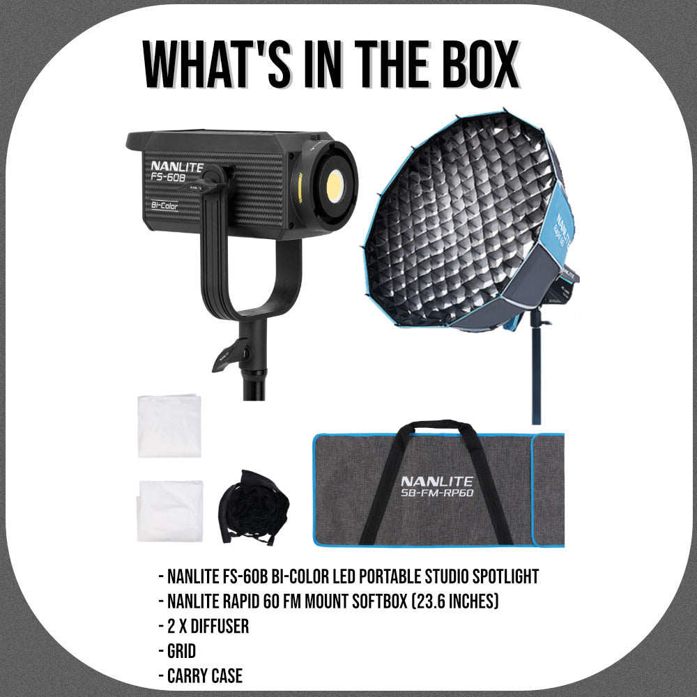 Nanlite FS-60B Bi-Color LED Portable Studio Spotlight with FM Mount Softbox