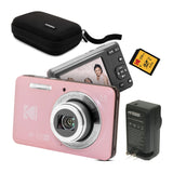 Kodak PixPro Friendly Zoom FZ55 16MP FHD Digital Camera (Pastel Pink) Bundle
