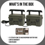 Stealth Cam 12V Weatherproof Battery Box (2-Pack, Dark Green) Bundle