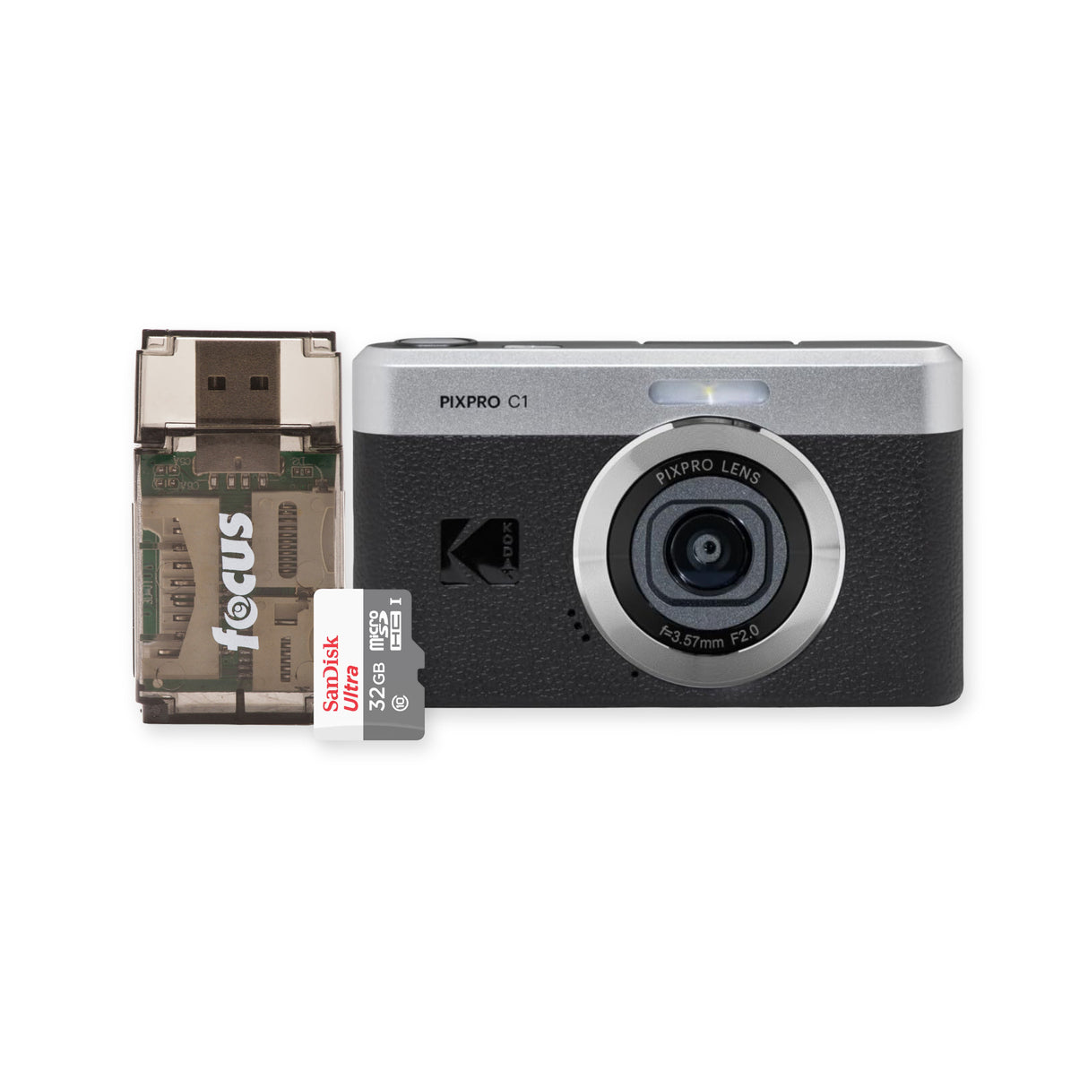 KODAK PIXPRO C1 13MP Digital Camera (Black) with MicroSD Card and Card Reader