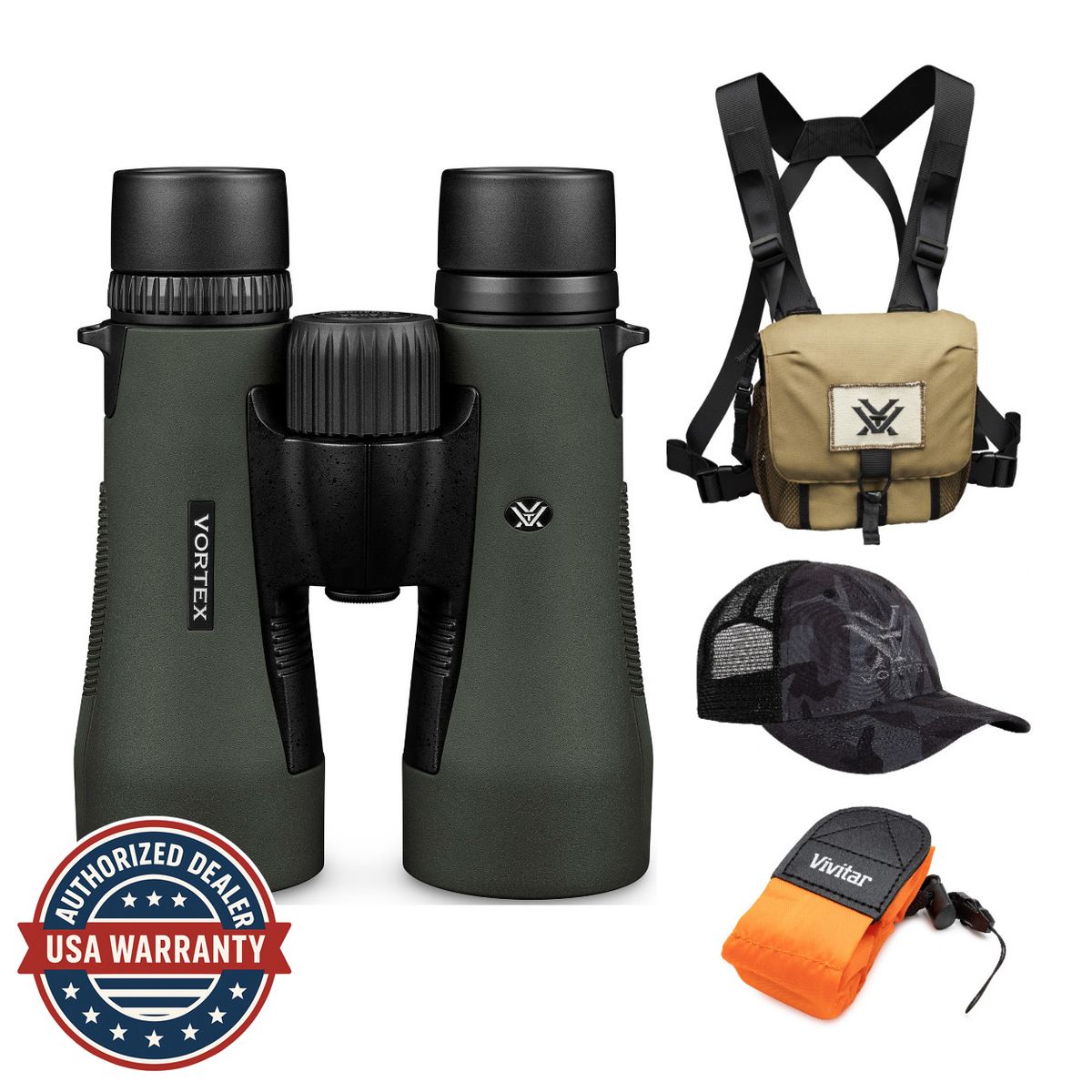Vortex 12x50 Diamondback HD Roof Prism Binoculars w/Floating Strap & Vortex Hat (Open Box)