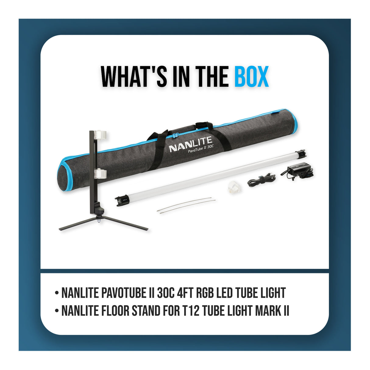 Nanlite PavoTube II 30C 4ft RGB LED Tube Light Bundle with Floor Stand