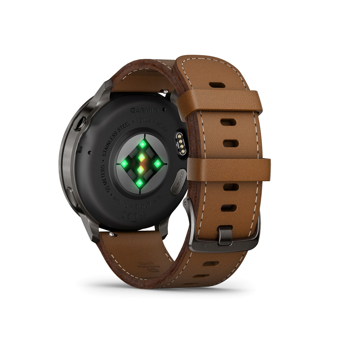 Garmin Venu 4 45mm GPS Smartwatch (Slate with Brown Silicone Band) Bundle