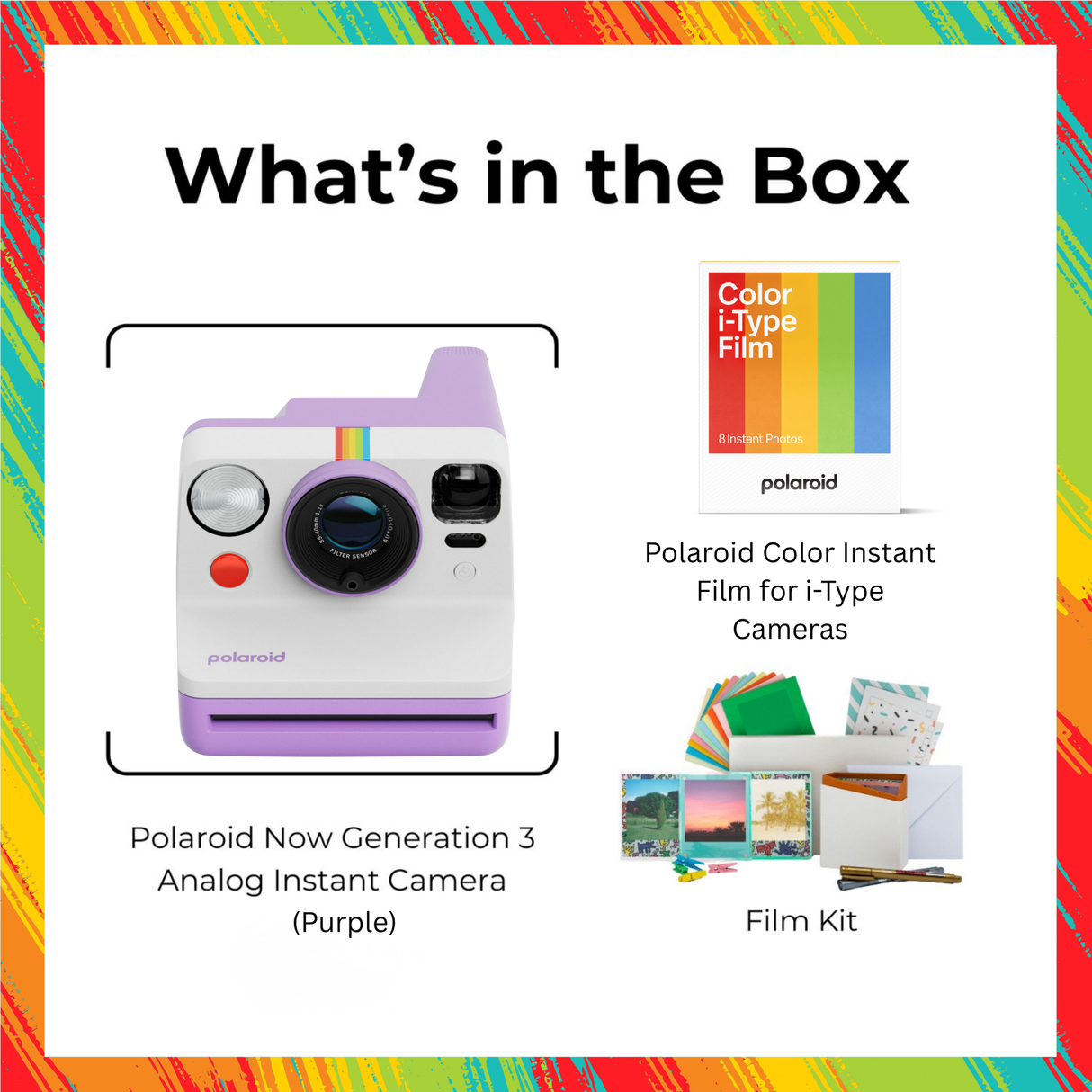 Polaroid Now Generation 3 Purple Analog Instant Camera with Tripod Mount Bundle