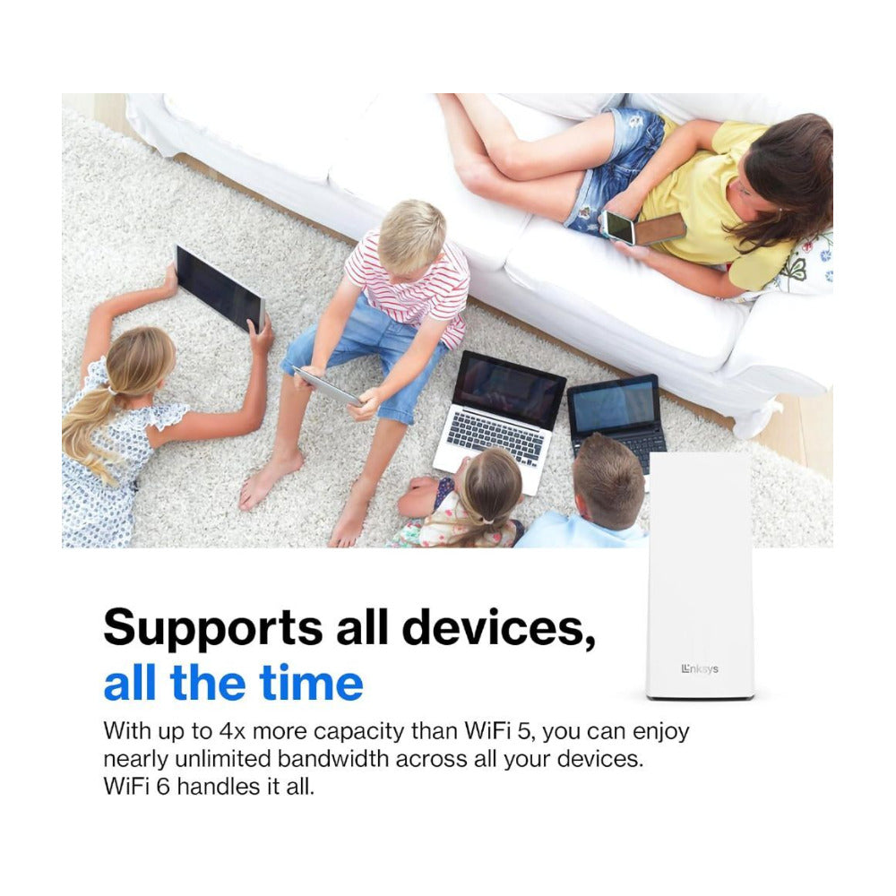 Linksys MX12600 Velop AX4200 Tri-Band Mesh Wi-Fi 6 System Router (White)