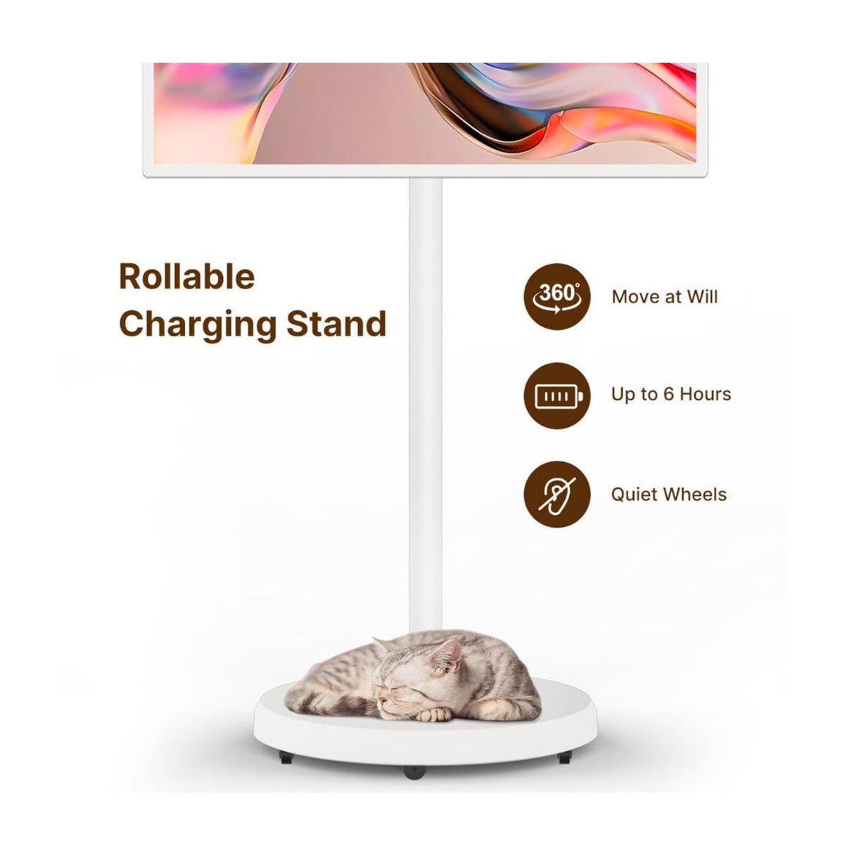 Cozyla 32 Inch Portable 4K Smart Tablet TV (White)