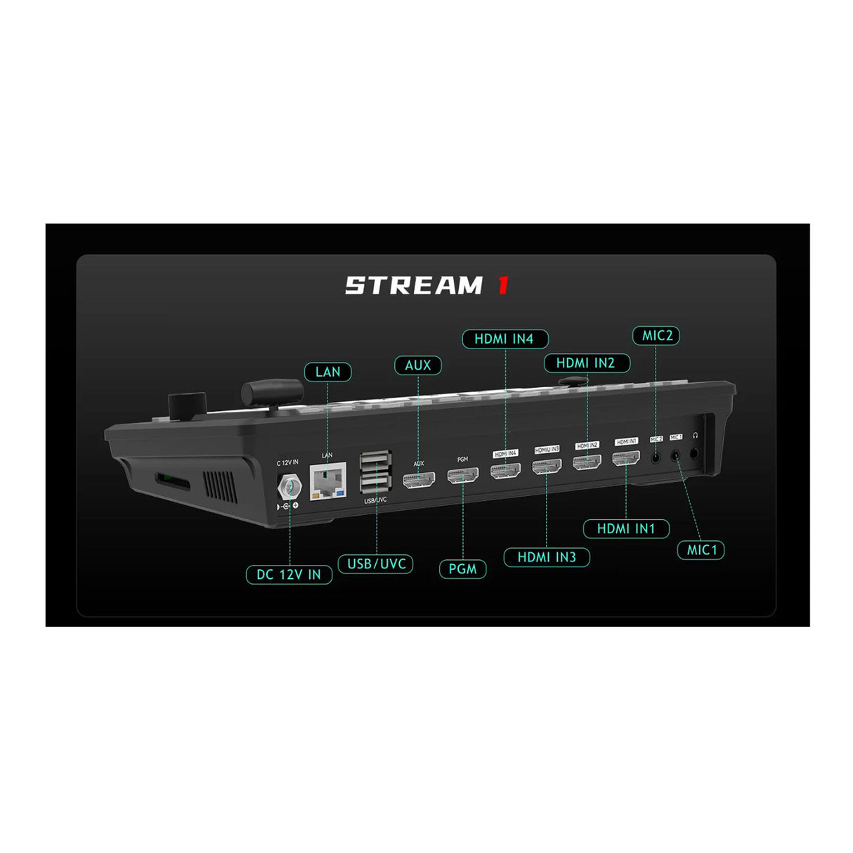 CineTreak STREAM 1 Video Switcher - 4 HDMI Inputs, PTZ Camera Control