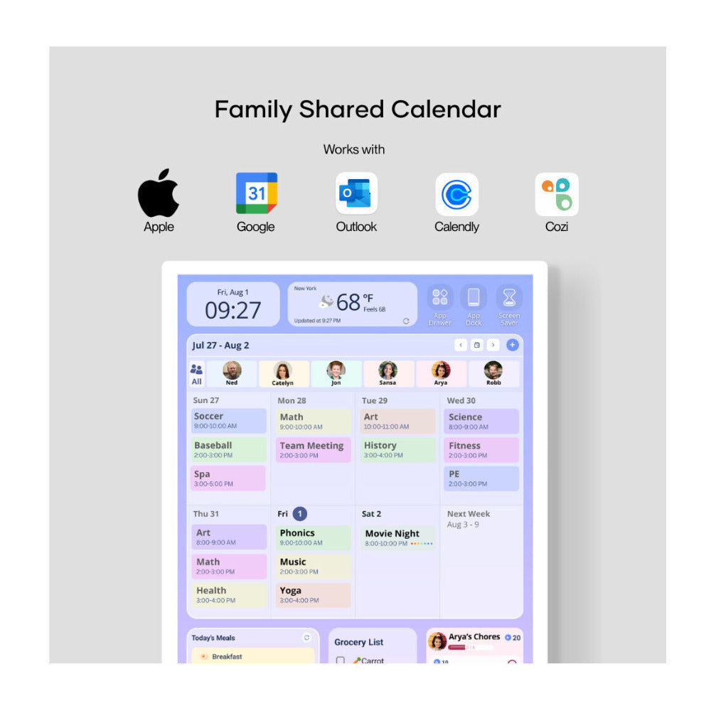 Cozyla 15.6-Inch 1080p Digital Calendar+ 2  Wall Planner Touch Screen