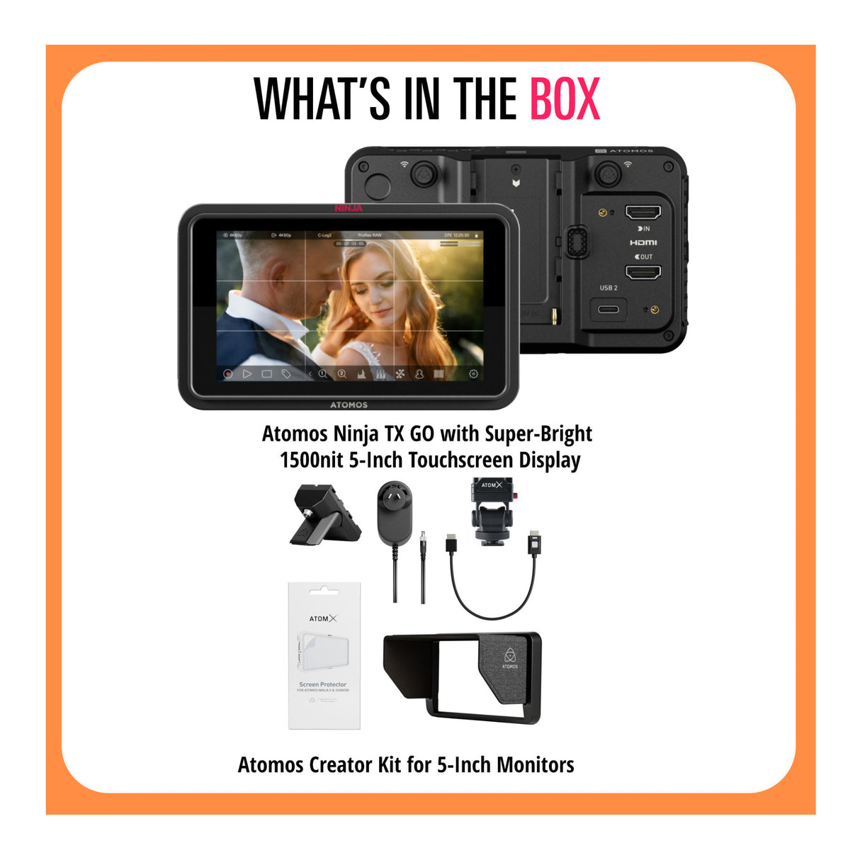 Atomos Ninja TX GO with 1500nit 5-Inch Touchscreen Display and 5-in Creator Kit