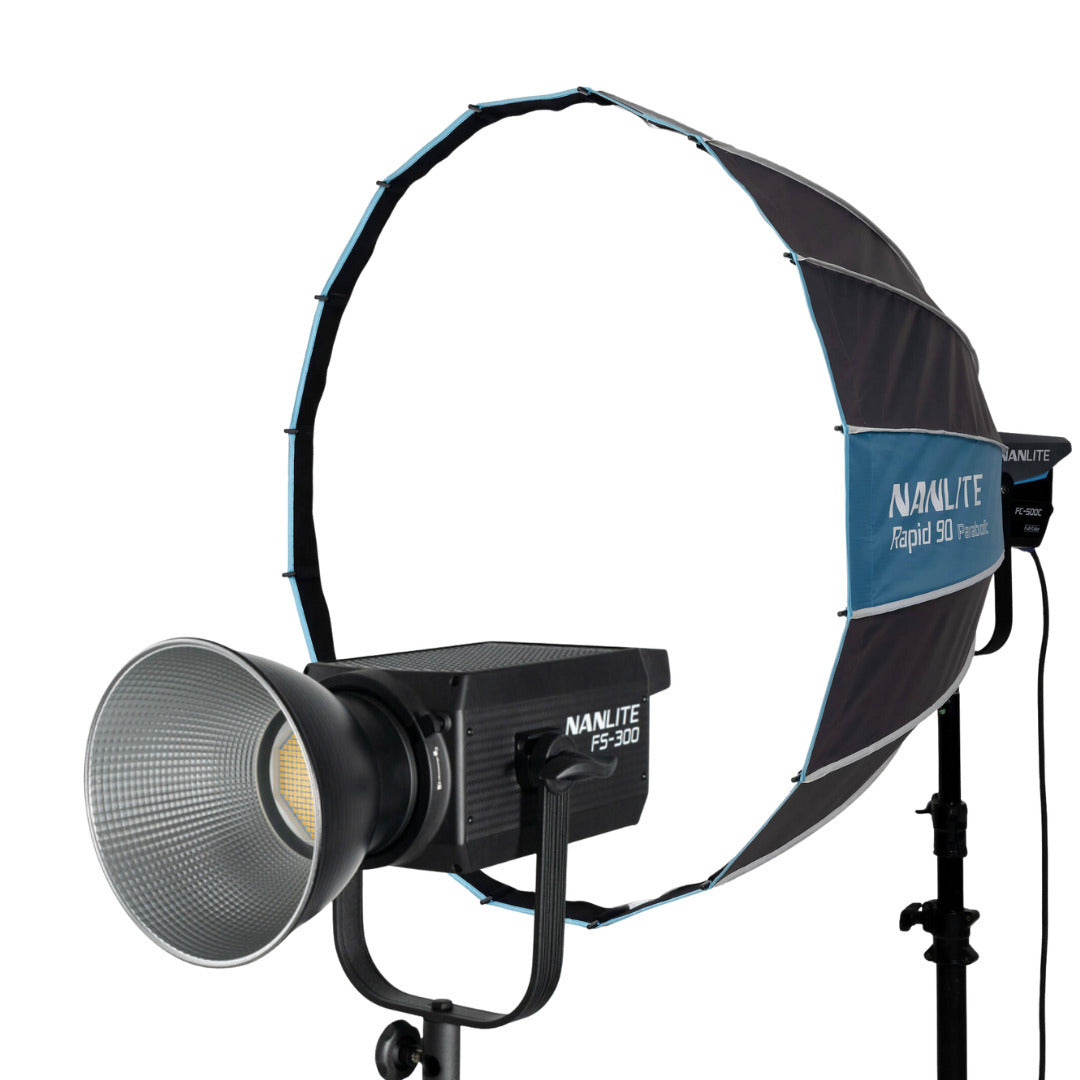 Nanlite FS-300 Daylight AC LED Monolight with Rapid 90 Parabolic Softbox Bundle