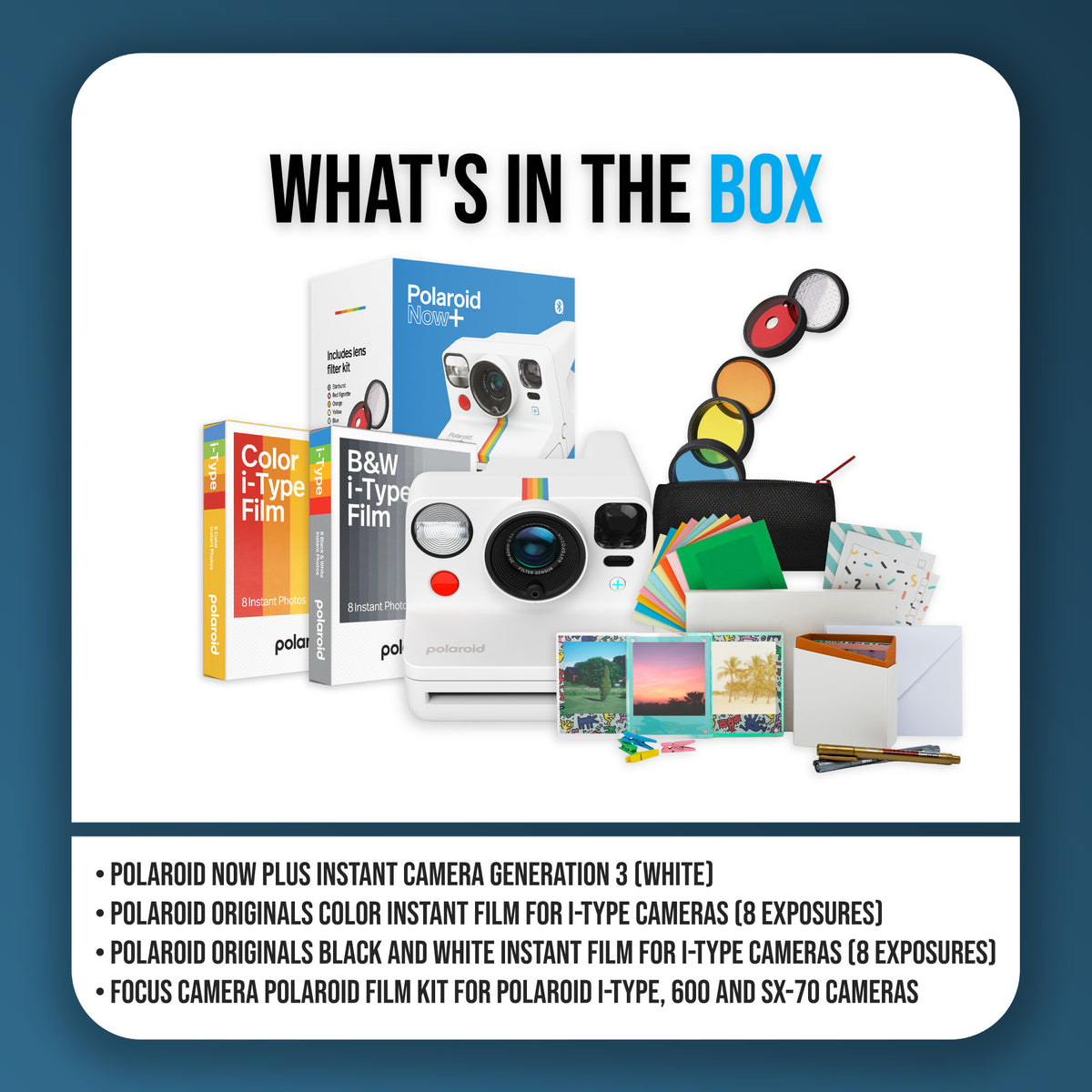 Polaroid NOW+ Instant Film Camera Deluxe with Color Instant and B&W Film Bundle