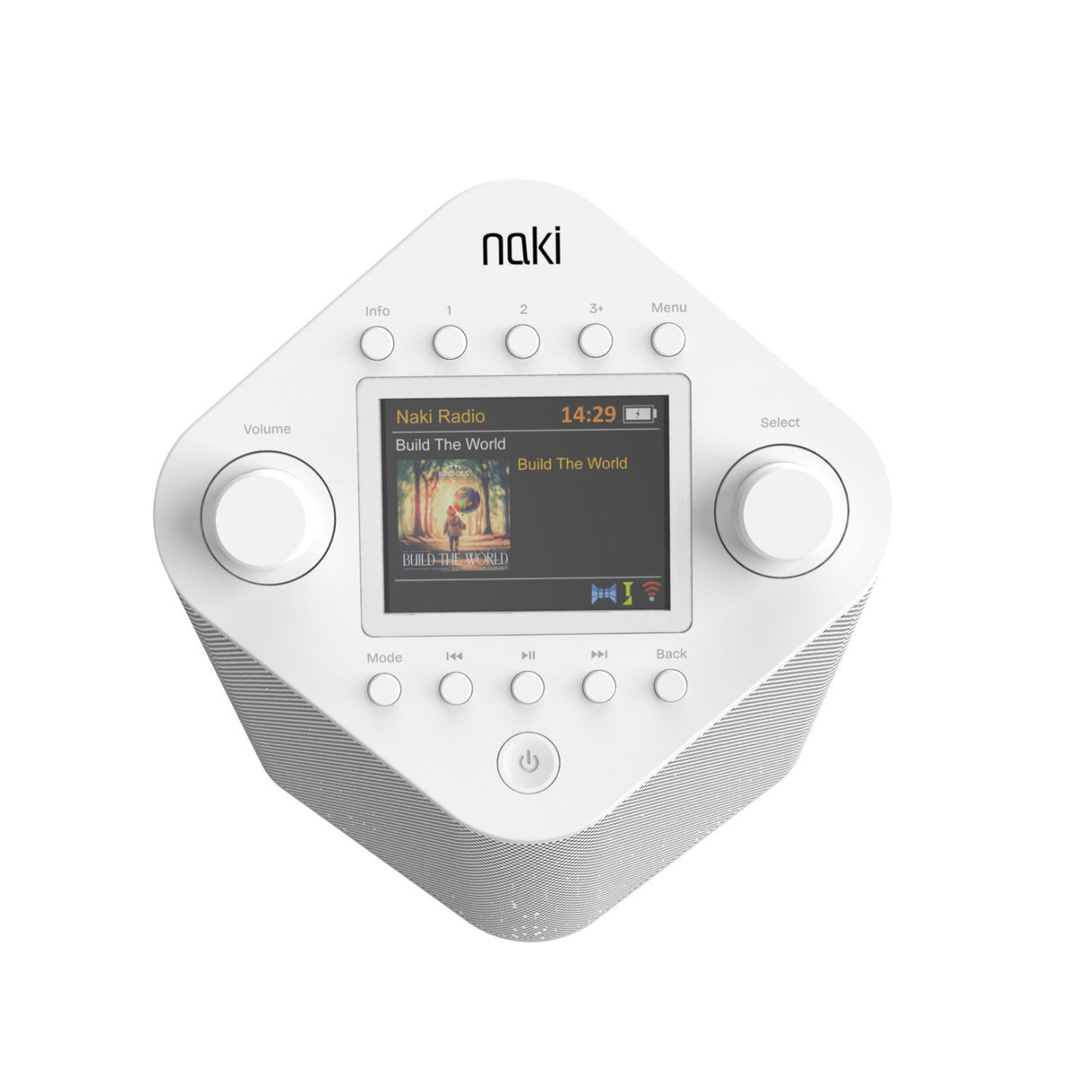 Naki Pulse - Online Streaming Kosher Music Player (White) with Single 5W Speaker