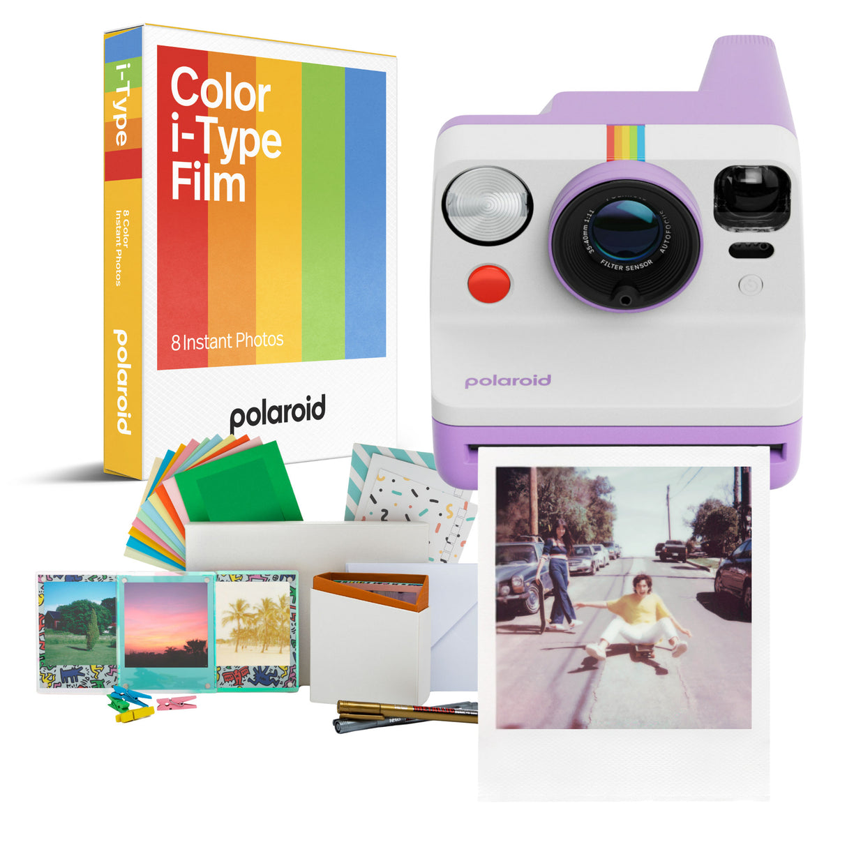 Polaroid Now Generation 3 Purple Analog Instant Camera with Tripod Mount Bundle