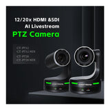 CineTreak CT-PT12NDI PTZ Camera - 1080p60, 12x Optical Zoom, AI Human Tracking
