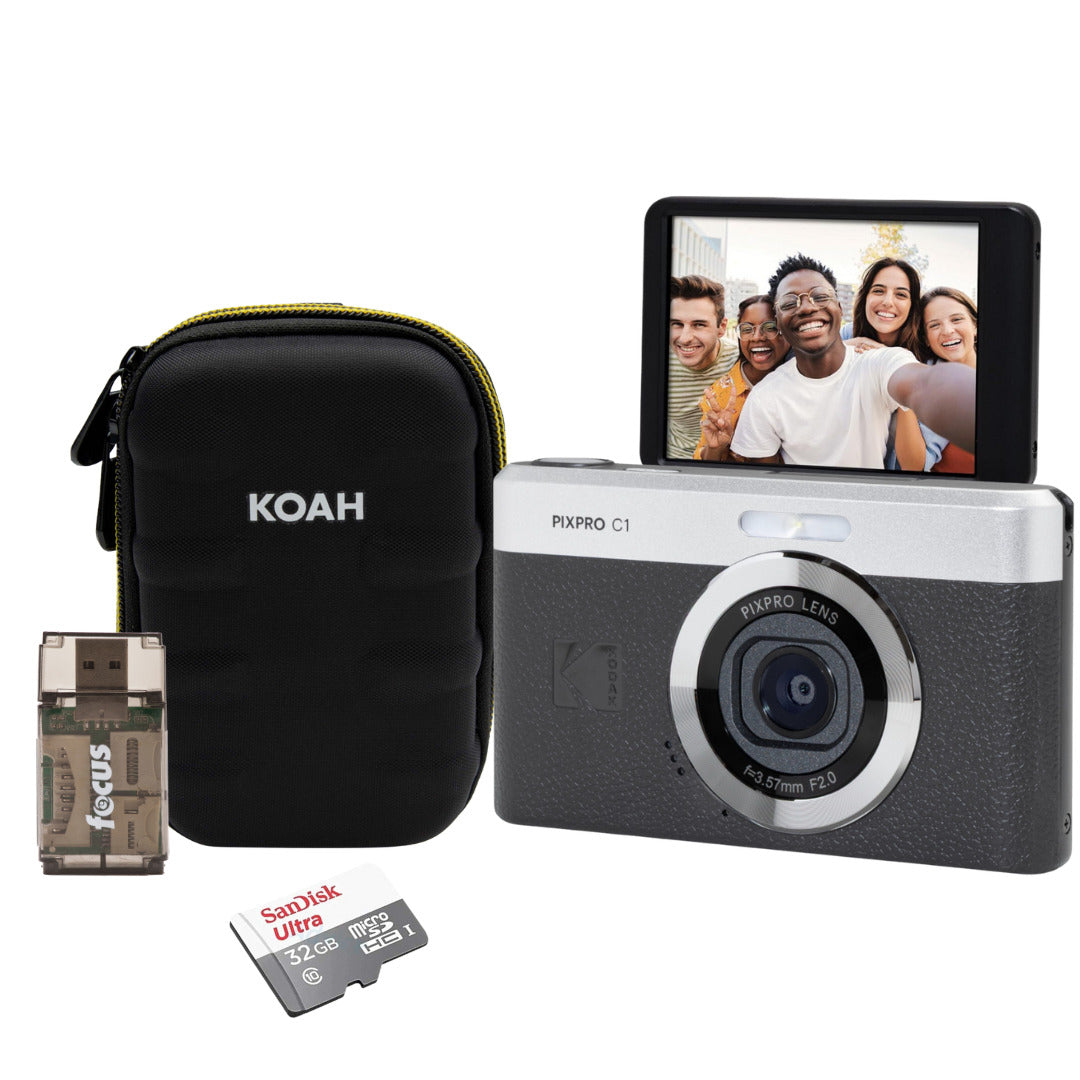 KODAK PIXPRO C1 Friendly Zoom 13MP 1080p Digital Camera (Black) Bundle