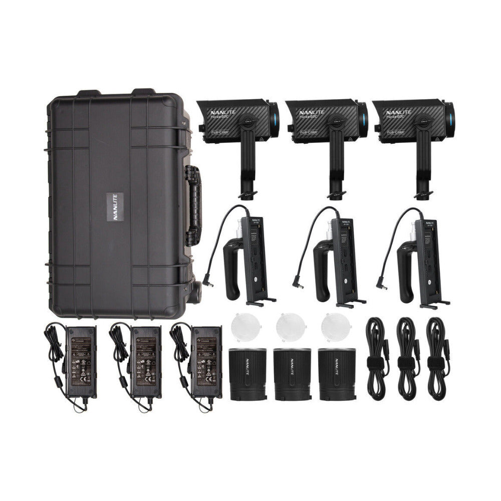 Nanlite Forza 60C RGB LED Monolight (3-Light Kit) with Black Rolling Hard Case