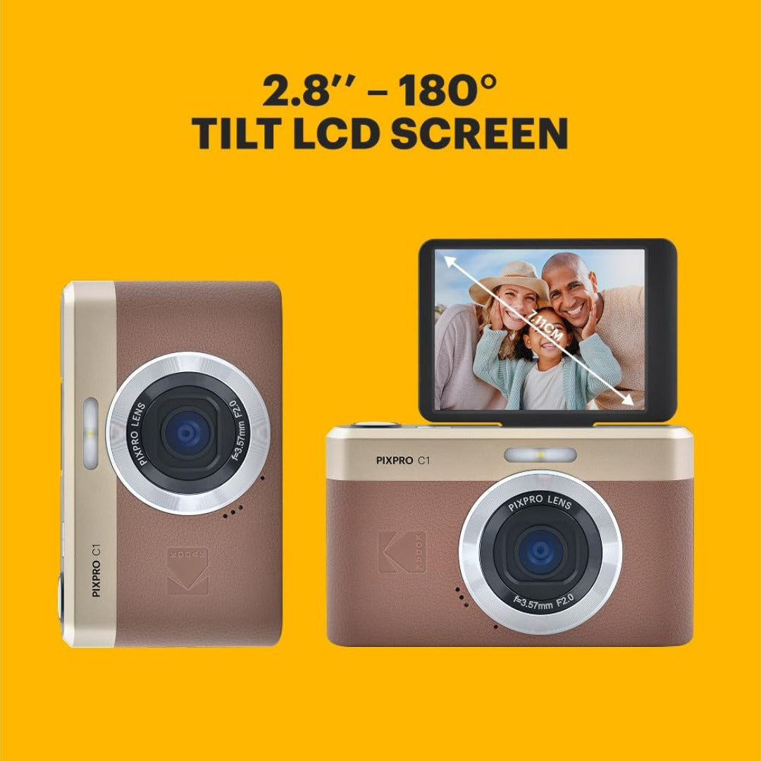 KODAK PIXPRO C1 Friendly Zoom 13MP 1080p Digital Camera (Tan) Bundle