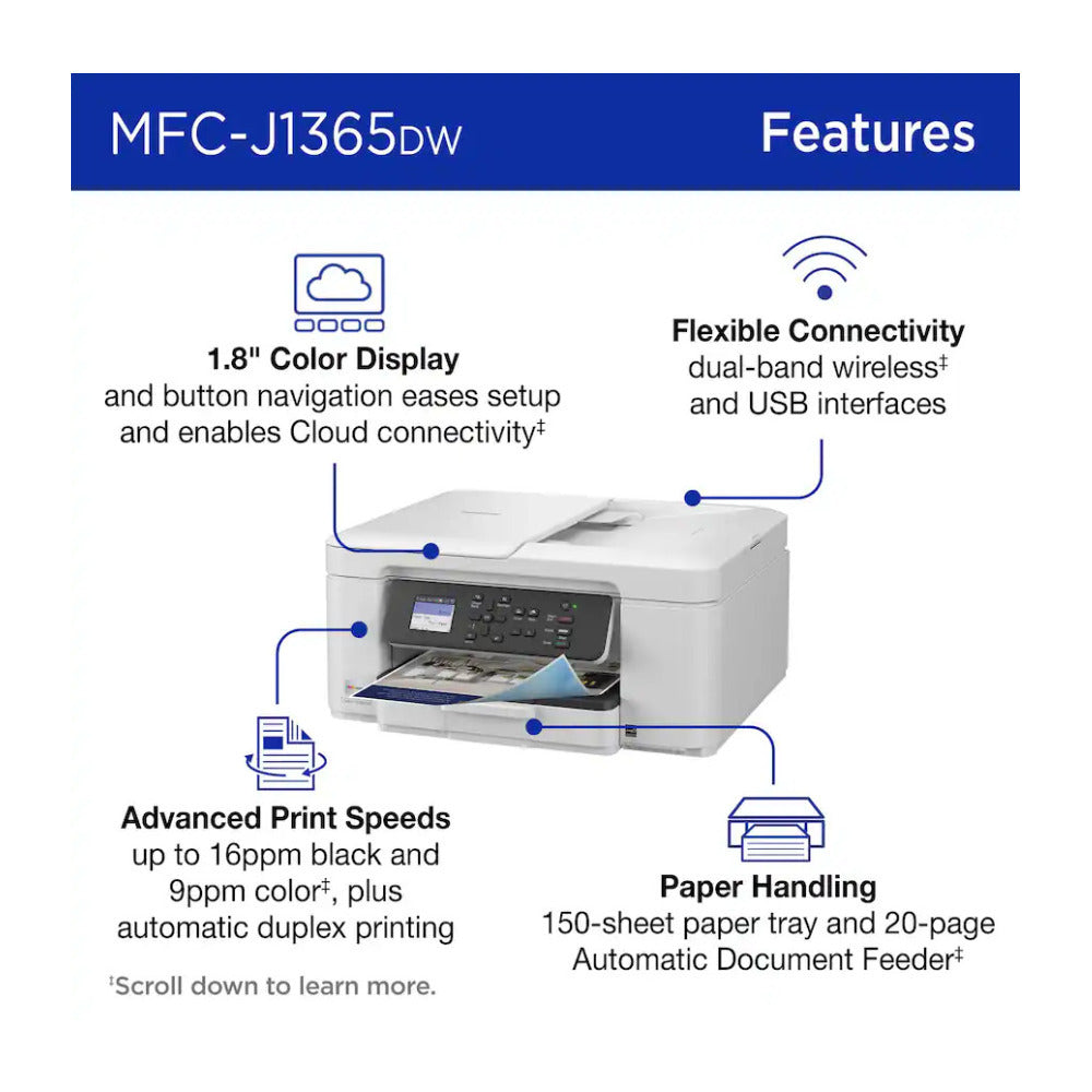 Brother INKvestment 1365 Wireless Color Inkjet All-in-One Printer
