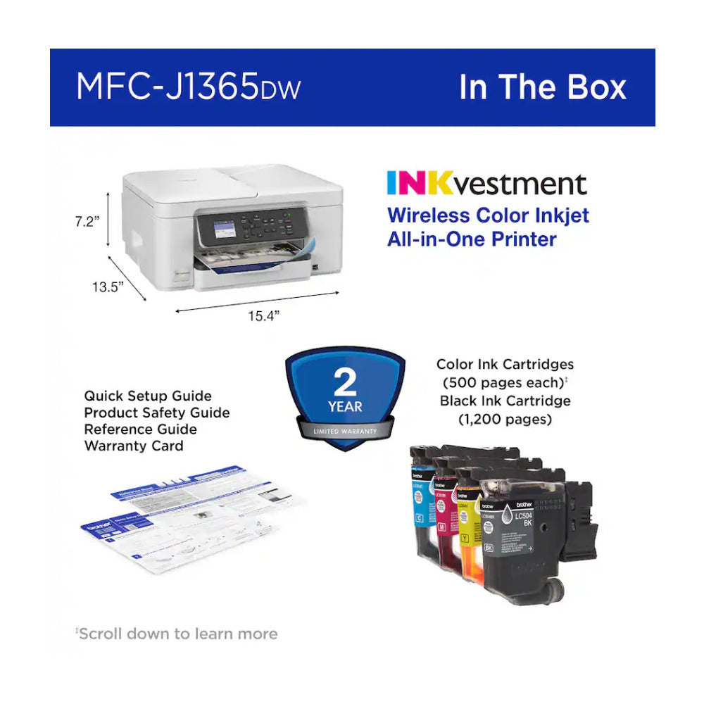 Brother INKvestment 1365 Wireless Color Inkjet All-in-One Printer