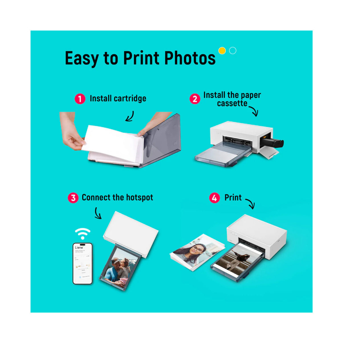 Liene M100 4x6 In Full-Color Instant Photo Printer with 20 Sheets & 1 Cartridge (Open Box)