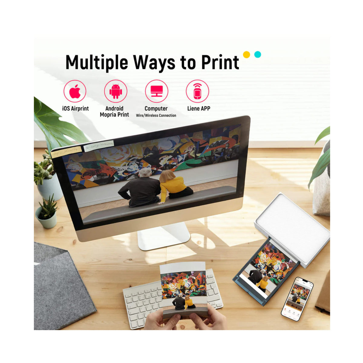 Liene M100 4x6 In Full-Color Instant Photo Printer with 20 Sheets & 1 Cartridge (Open Box)