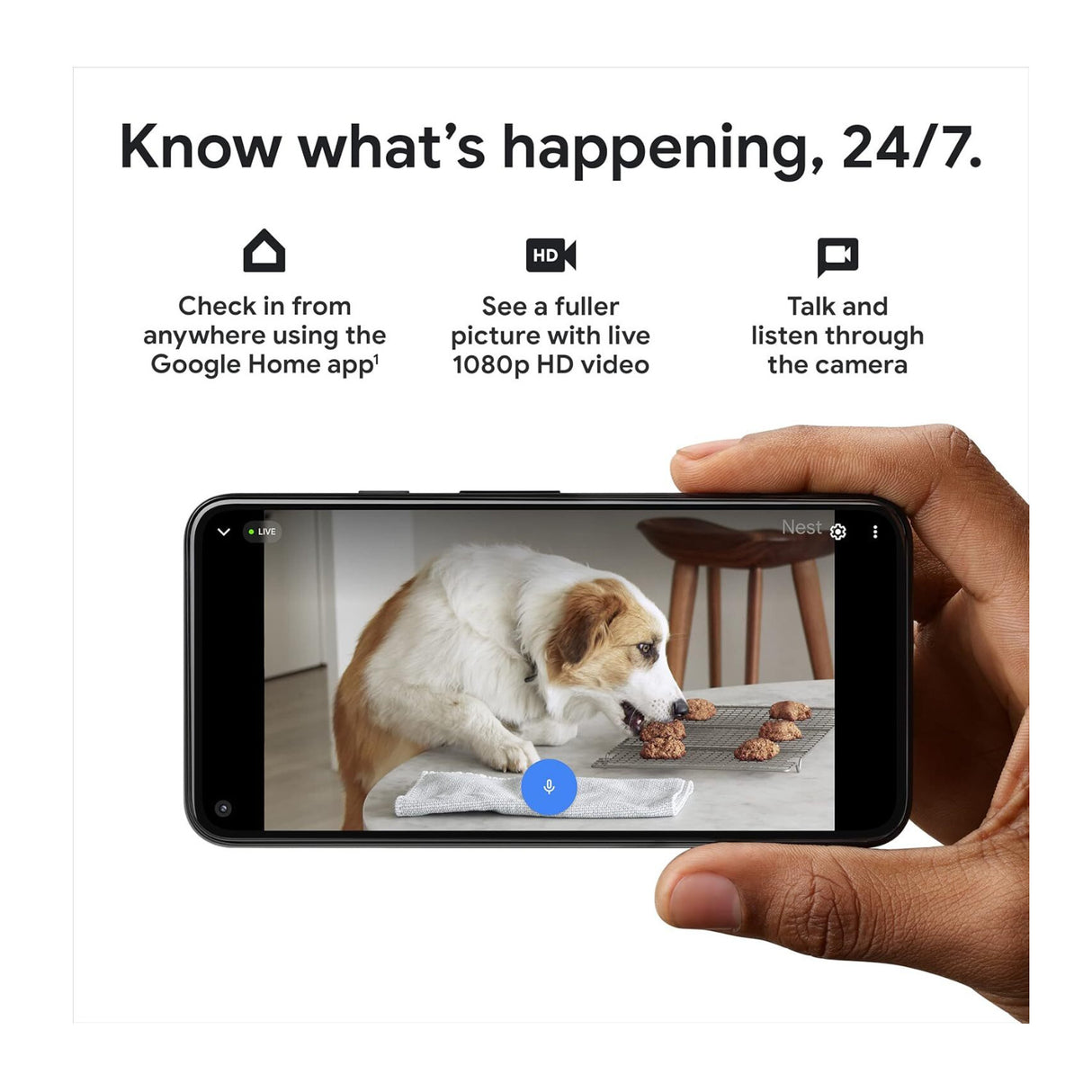 Google Nest Indoor Wired Security Camera 1080p Resolution 2nd Generation (Snow)