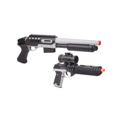 Game Face Ghost Eraser Airsoft Kit Spring Powered Pistol and Shotgun Combo (Gray/Black)