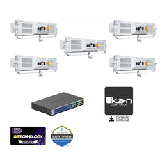 ikan Lyra LBX8-PoE Bi-Color LED Light Panel (White Unmanaged Switch 5-Light Kit)