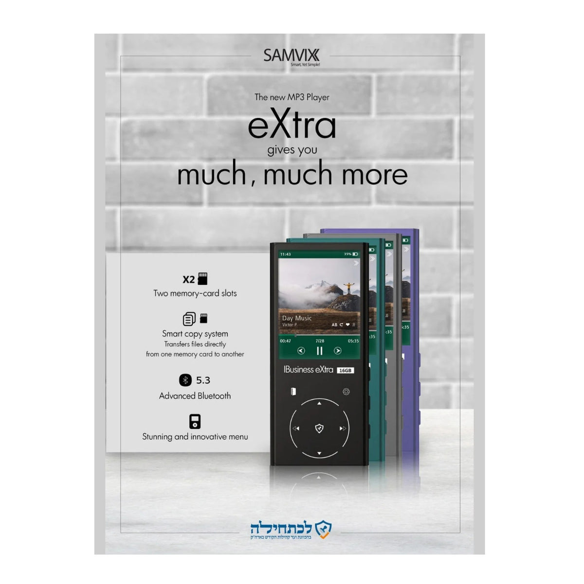 Samvix iBusiness eXtra 16GB Kosher MP3 Player with Dual Micro SD Slots (Green) (Open Box)