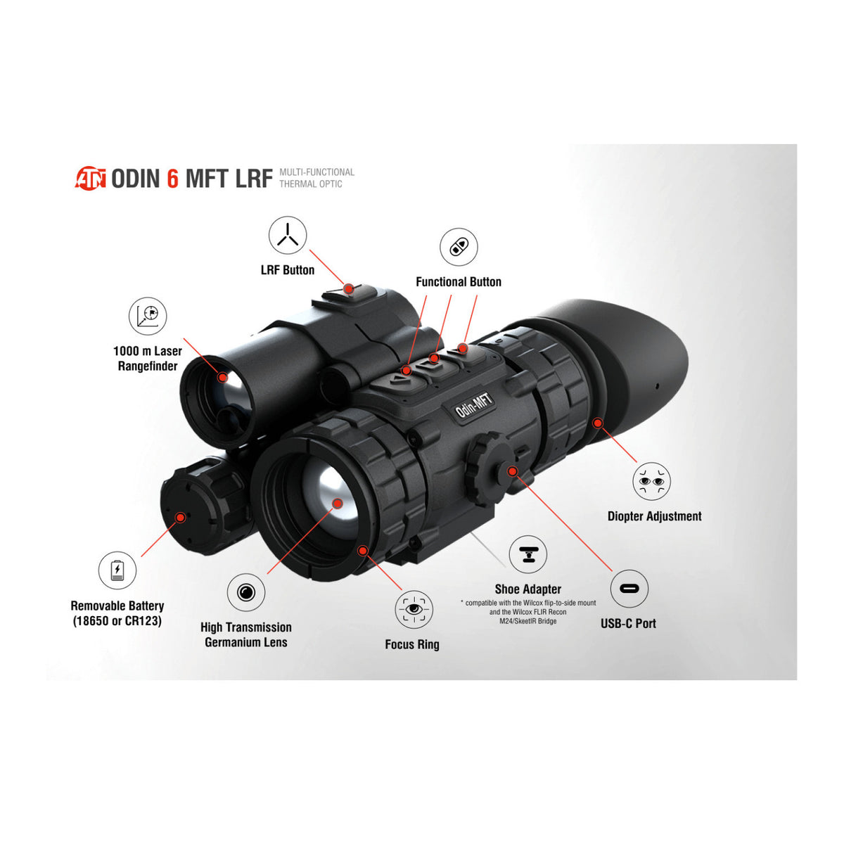 ATN Odin 6 Multi-Functional Thermal Optic with 640480 Sensor and Built-in LRF