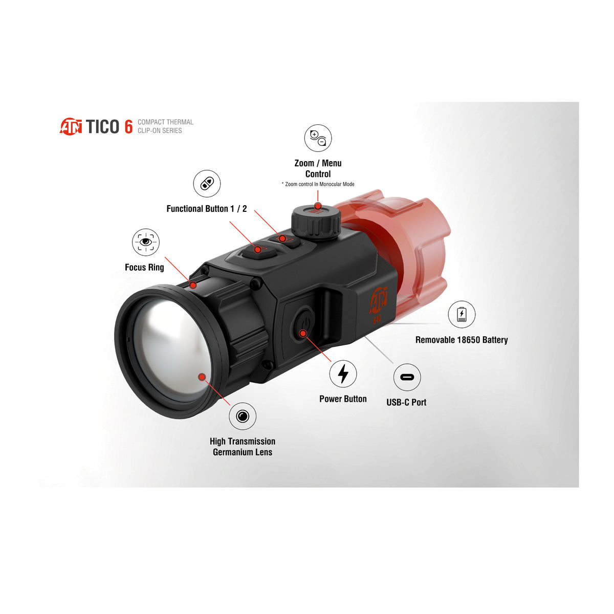 ATN TICO 6 Advanced Thermal Clip-on System 384x288 Sensor (35mm) (Open Box)