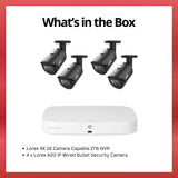 Lorex 4K 2TB NVR Recorder Bundle with A20 Bullet Security Camera (4 Pack)