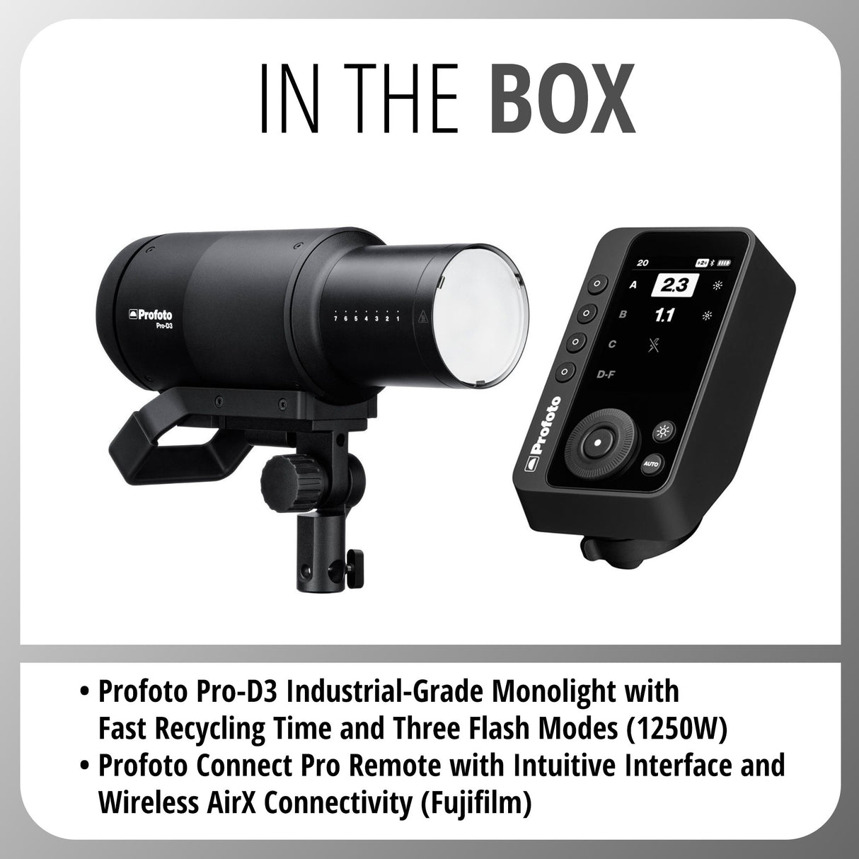 Profoto Pro-D3 Industrial-Grade Monolight (1250W) Bundle with Connect Pro Remote
