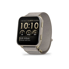 Garmin Venu X1 GPS Smartwatch (Soft Gold Titanium Case, French Gray Nylon Band)