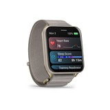 Garmin Venu X1 GPS Smartwatch (Soft Gold Titanium Case, French Gray Nylon Band)