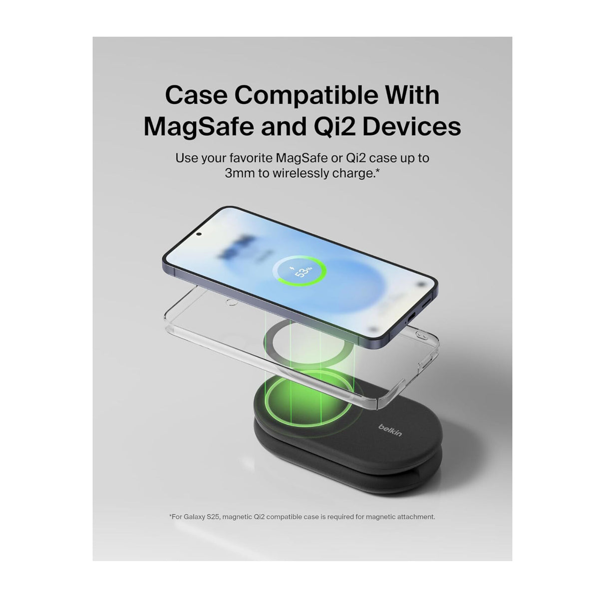Belkin 2-in-1 Magnetic Foldable Wireless Charger 15W for IPhone (Black) (Open Box)