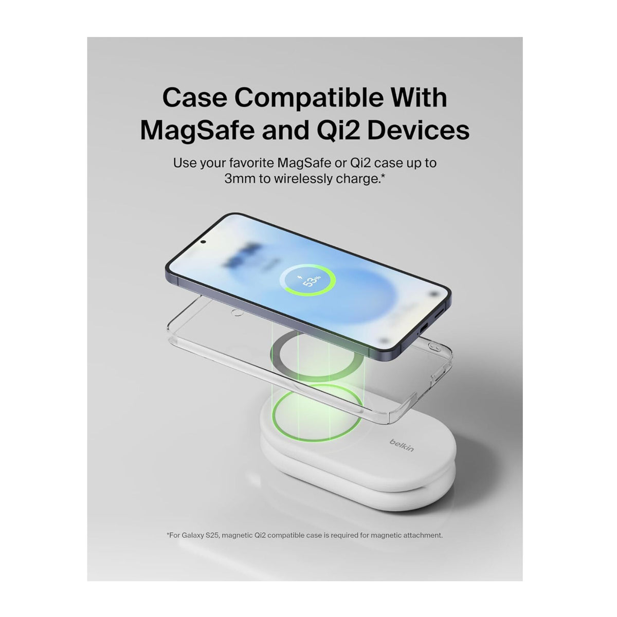 Belkin 2-in-1 Magnetic Foldable Wireless Charger 15W for IPhone (White) (Open Box)