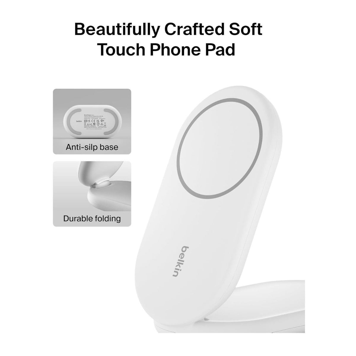 Belkin 2-in-1 Magnetic Foldable Wireless Charger 15W for IPhone (White) (Open Box)