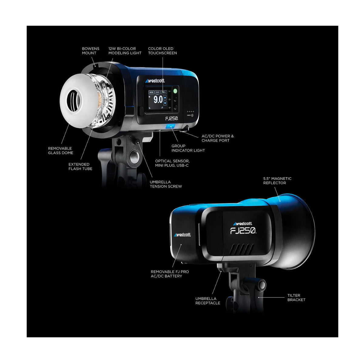 Westcott FJ250 Strobe 1-Light Backpack Kit with Multi-Brand Wireless Trigger (Open Box)
