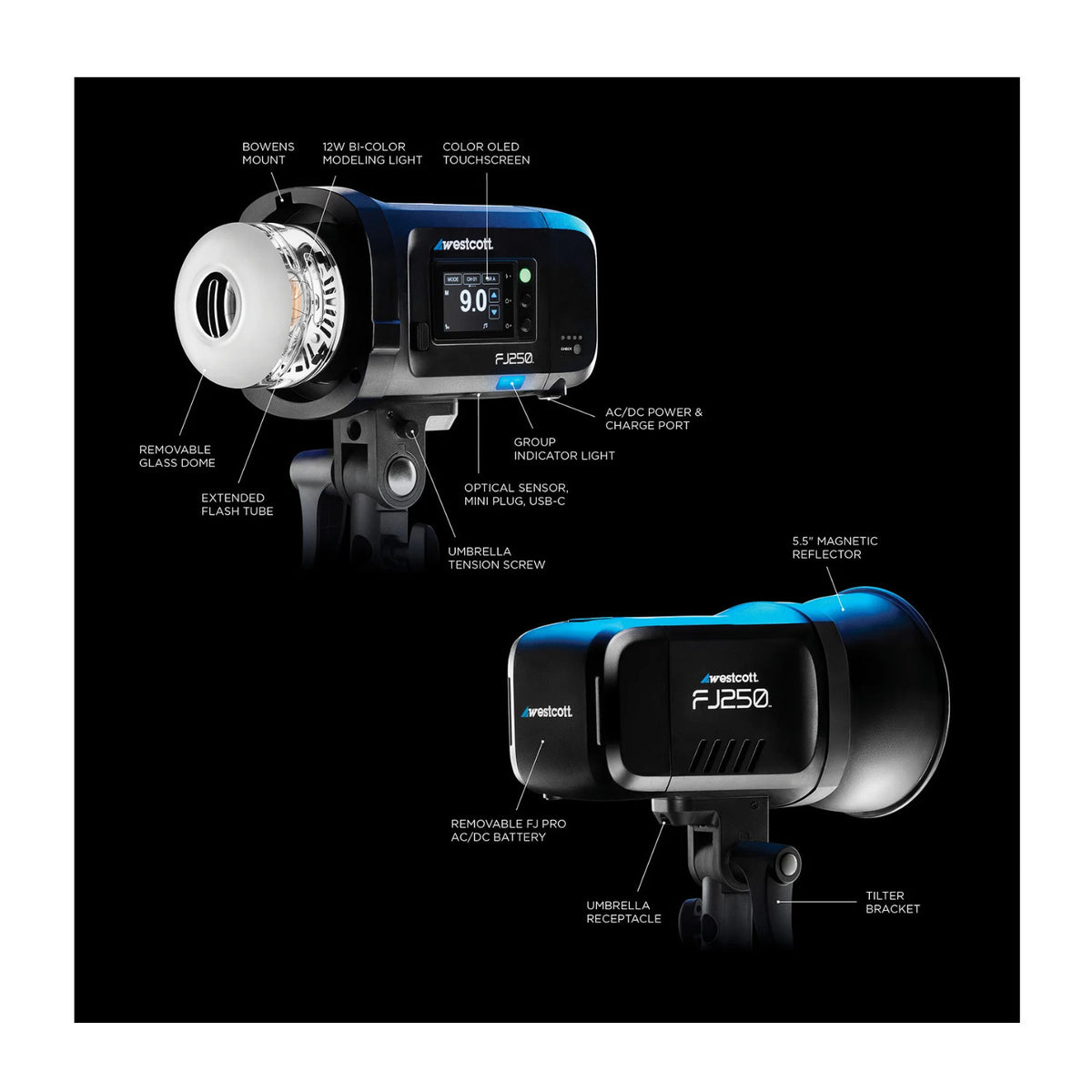 Westcott FJ250 Strobe 1-Light Backpack Kit with FJ-X3 Wireless Trigger for Sony (Open Box)
