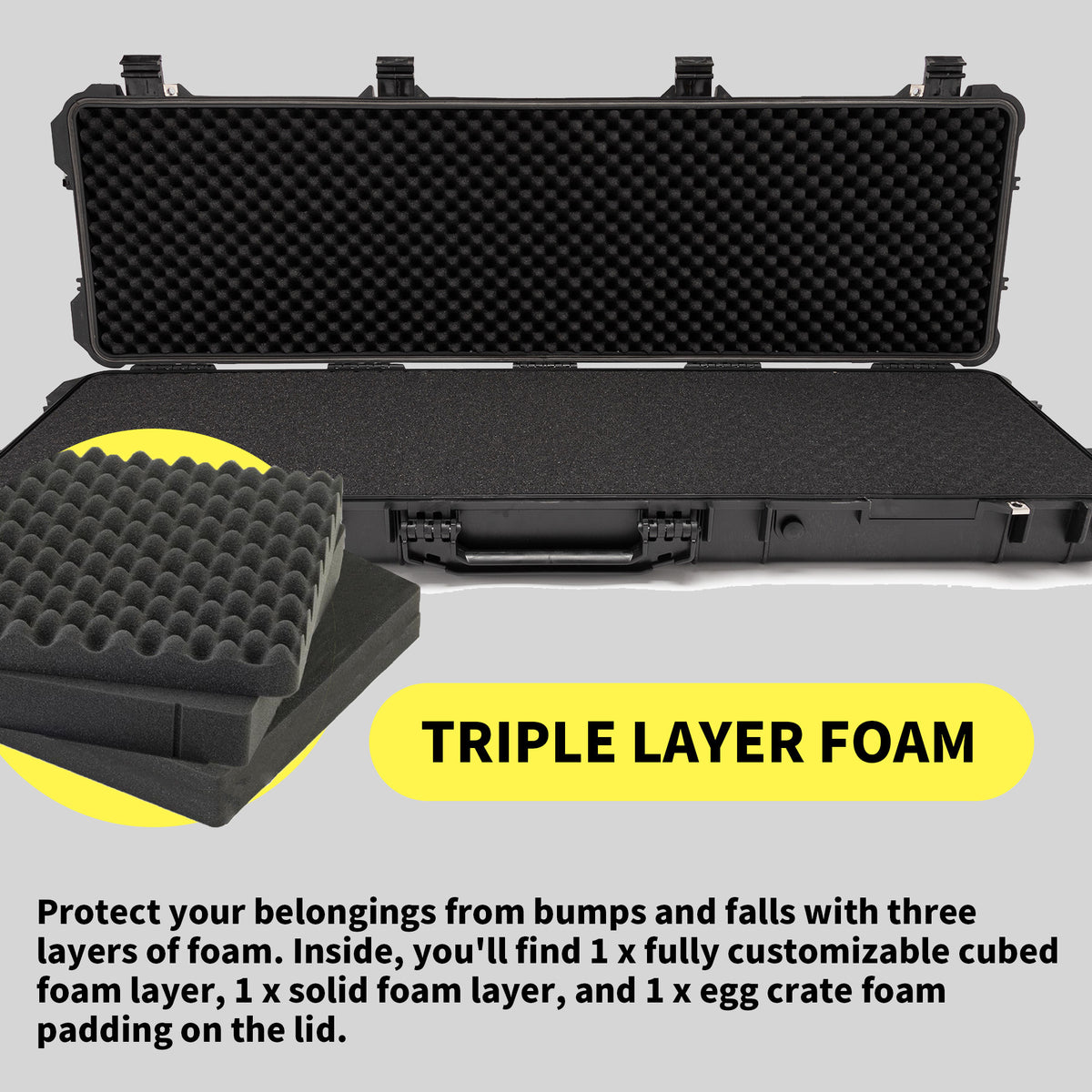 Koah 53-Inch Weatherproof Protective Roller Rifle Hard Case (Black) (Open Box)