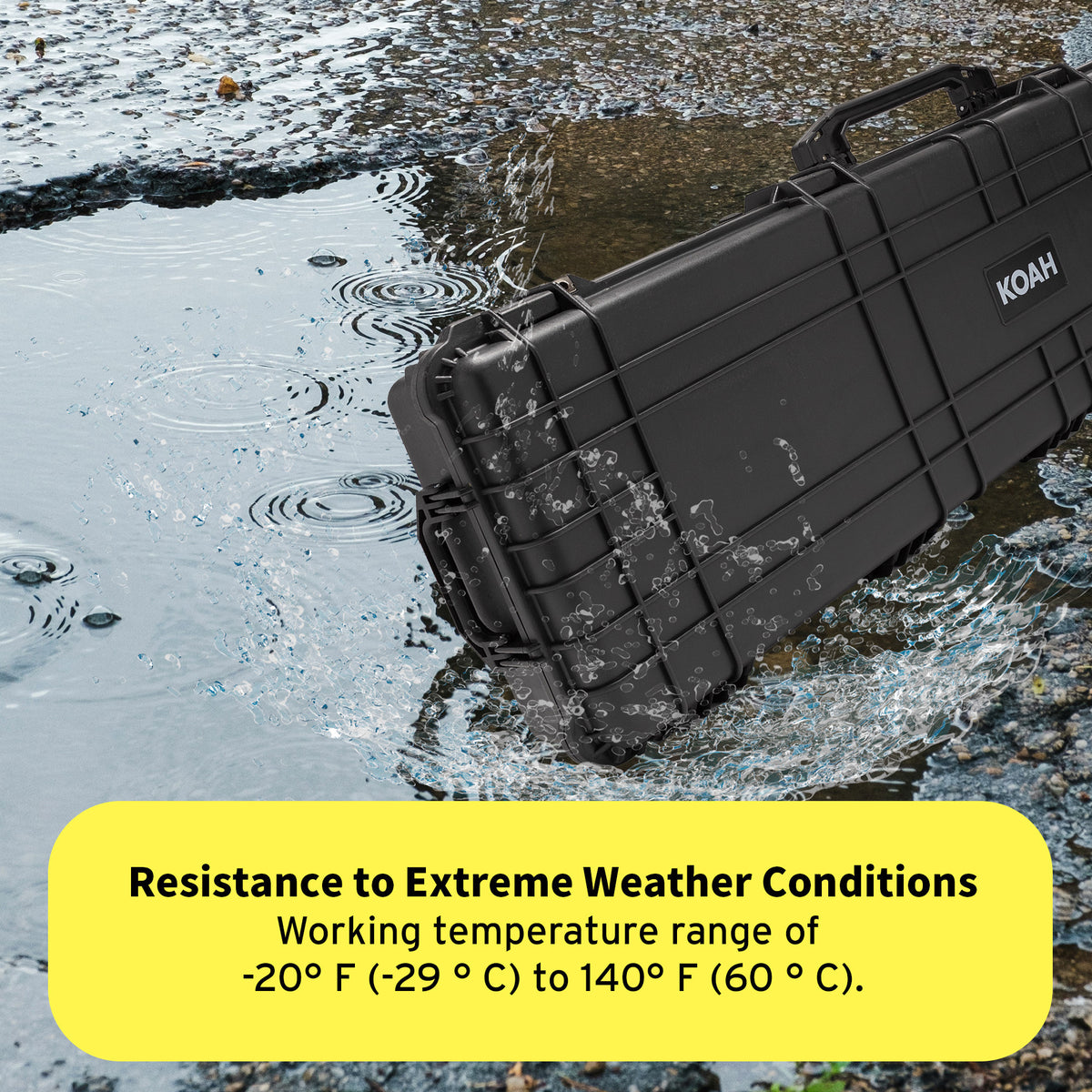 Koah 53-Inch Weatherproof Protective Roller Rifle Hard Case (Black) (Open Box)