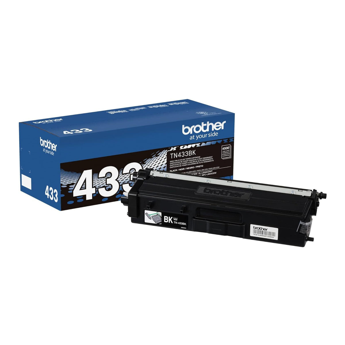 Brother Genuine TN433BK High-Yield Black Toner Cartridge - Up to 4,500 Pages