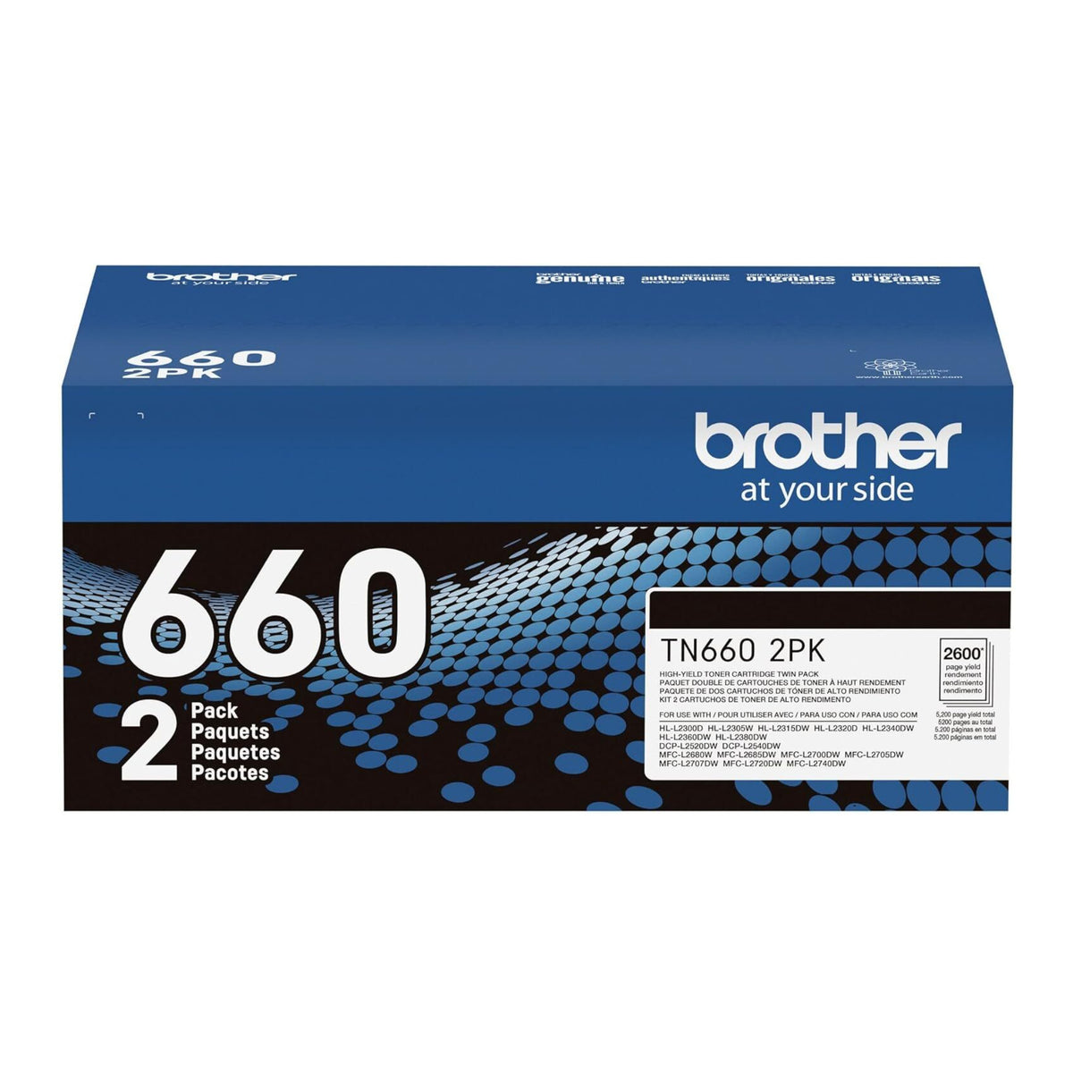 Brother Genuine TN6602PK High-Yield Black Toner Cartridge (Twin Pack)
