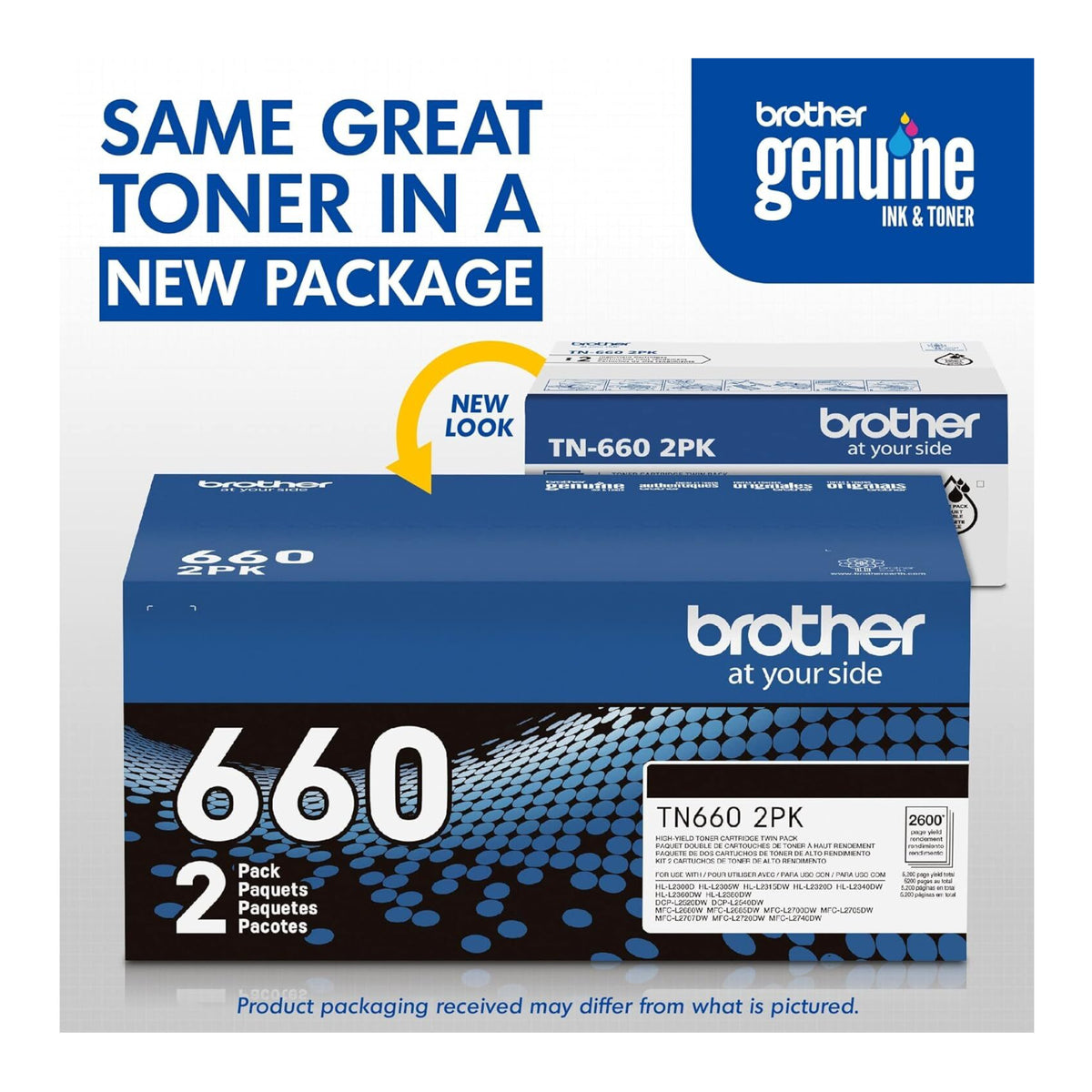 Brother Genuine TN6602PK High-Yield Black Toner Cartridge (Twin Pack)