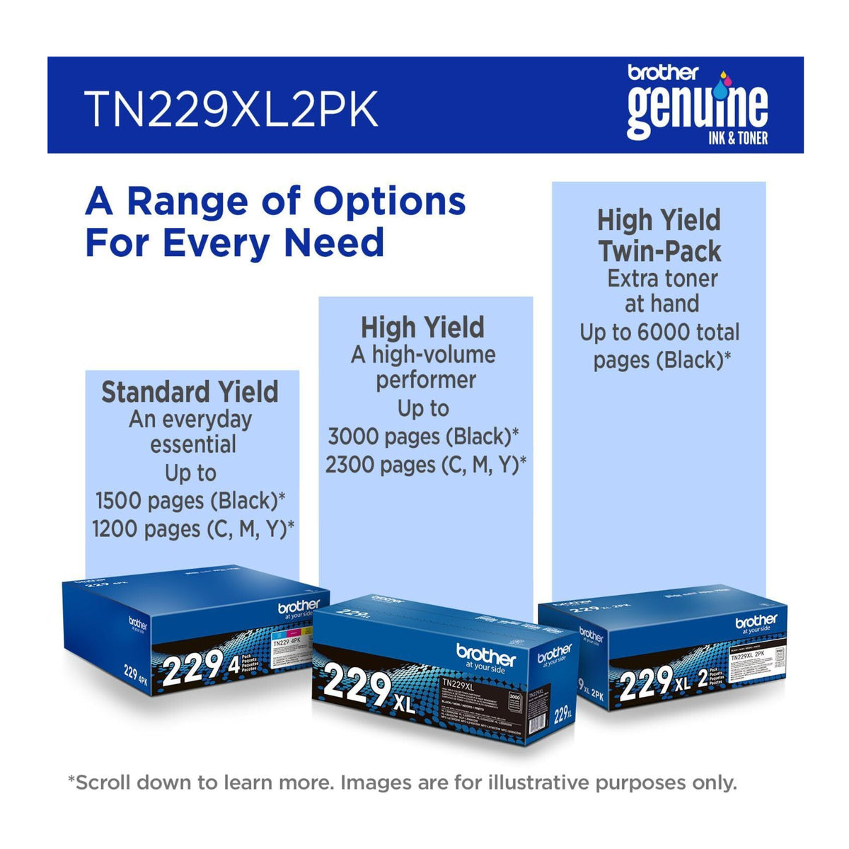 Brother Genuine TN229XL2PK Black High Yield Toner Cartridge (Twin Pack)
